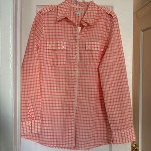 Banana Republic Women’s Coral Checkered Button Down Shirt